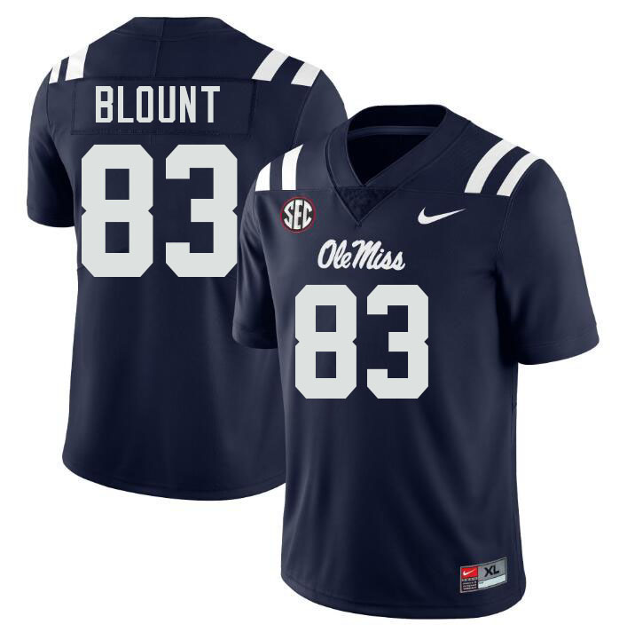 Ole Miss Rebels #83 Levi Blount College Football Jerseys Stitched-Navy